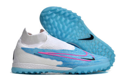 Men's Nike Phantom GX Elite DF Link TF Football Shoes - White/Blue/Pink