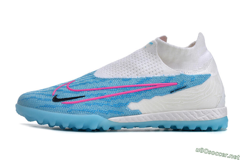 Men's Nike Phantom GX Elite DF Link TF Football Shoes - White/Blue/Pink 0