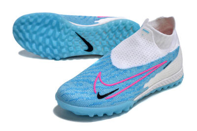 Men's Nike Phantom GX Elite DF Link TF Football Shoes - White/Blue/Pink