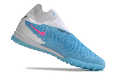 Men's Nike Phantom GX Elite DF Link TF Football Shoes - White/Blue/Pink