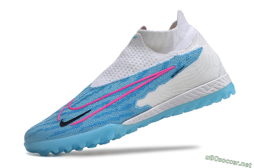 Men's Nike Phantom GX Elite DF Link TF Football Shoes - White/Blue/Pink 5
