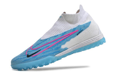 Men's Nike Phantom GX Elite DF Link TF Football Shoes - White/Blue/Pink