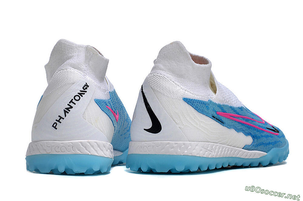 Men's Nike Phantom GX Elite DF Link TF Football Shoes - White/Blue/Pink 6