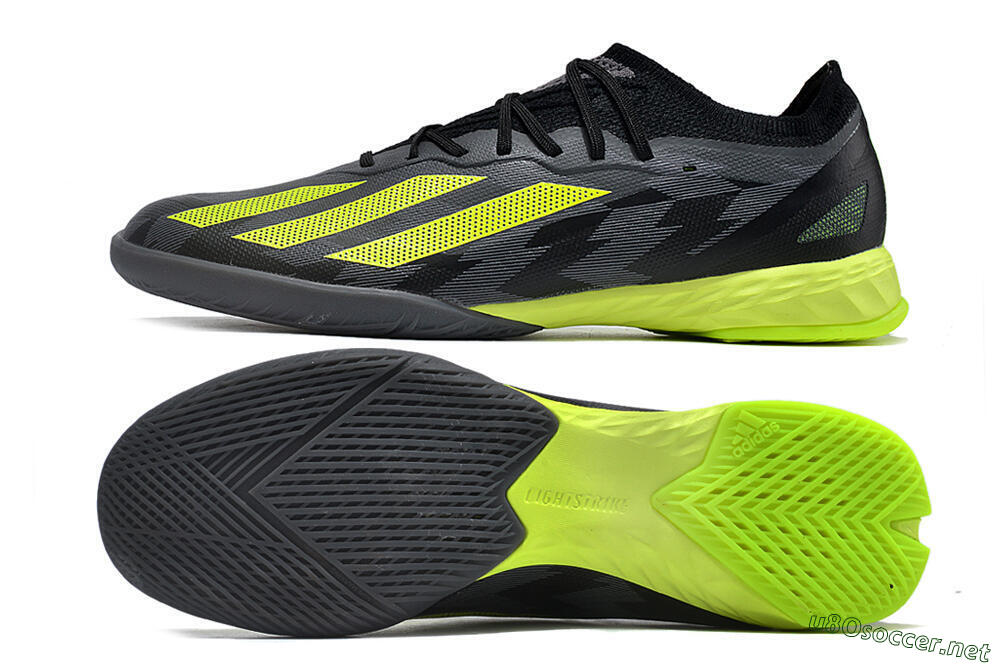 Men's Adidas X Crazyfast.1 IC Football Shoes - Black/Grey/Yellow 1