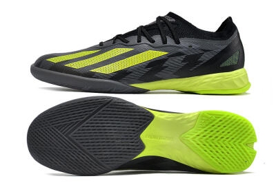 Men's Adidas X Crazyfast.1 IC Football Shoes - Black/Grey/Yellow