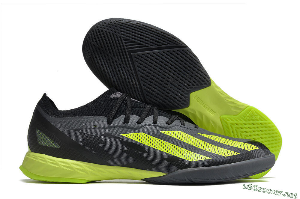 Men's Adidas X Crazyfast.1 IC Football Shoes - Black/Grey/Yellow 2