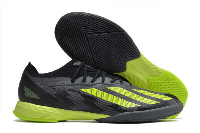 Men's Adidas X Crazyfast.1 IC Football Shoes - Black/Grey/Yellow