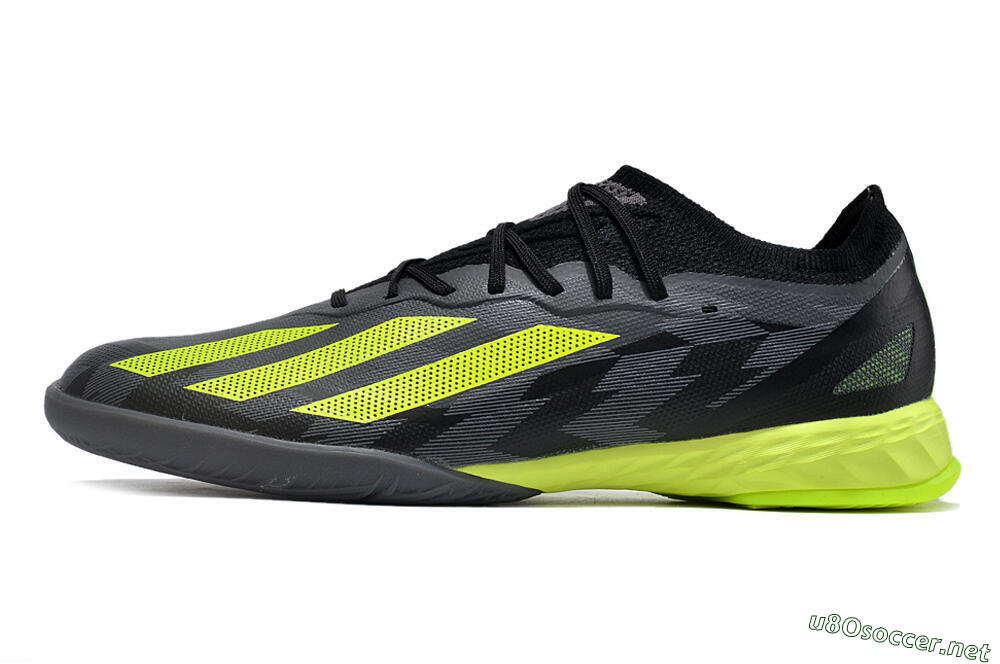 Men's Adidas X Crazyfast.1 IC Football Shoes - Black/Grey/Yellow 0