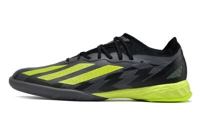 Men's Adidas X Crazyfast.1 IC Football Shoes - Black/Grey/Yellow