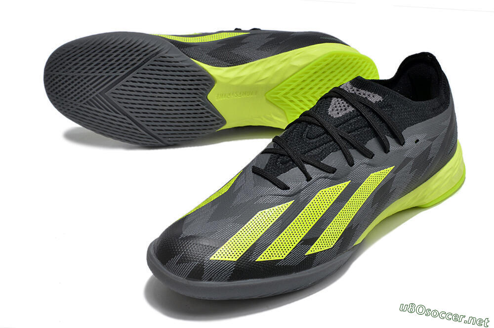 Men's Adidas X Crazyfast.1 IC Football Shoes - Black/Grey/Yellow 3
