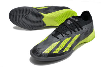 Men's Adidas X Crazyfast.1 IC Football Shoes - Black/Grey/Yellow