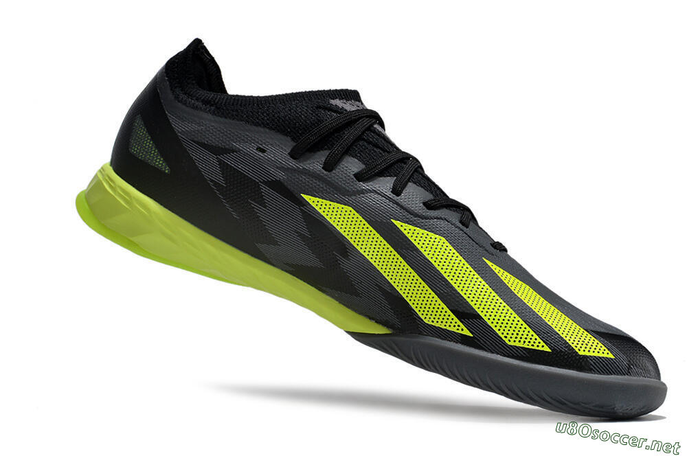 Men's Adidas X Crazyfast.1 IC Football Shoes - Black/Grey/Yellow 4