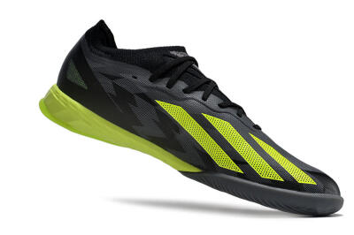 Men's Adidas X Crazyfast.1 IC Football Shoes - Black/Grey/Yellow