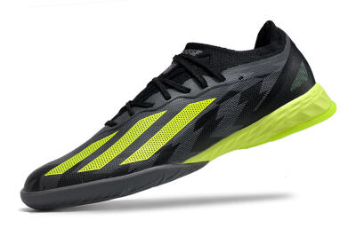 Men's Adidas X Crazyfast.1 IC Football Shoes - Black/Grey/Yellow