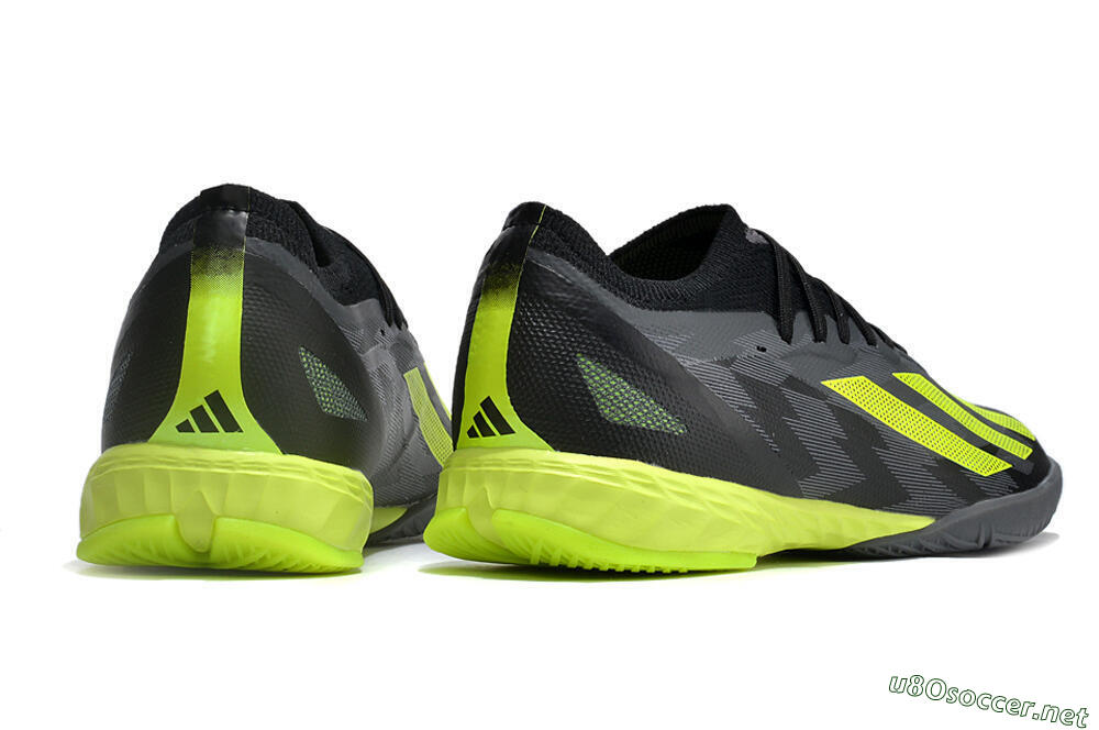Men's Adidas X Crazyfast.1 IC Football Shoes - Black/Grey/Yellow 6