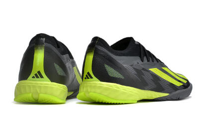 Men's Adidas X Crazyfast.1 IC Football Shoes - Black/Grey/Yellow