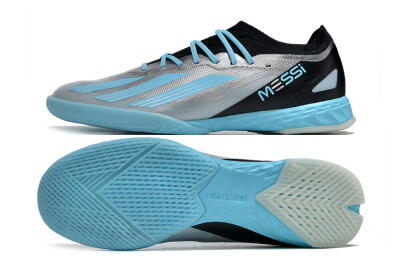 Men's Adidas X Crazyfast.1 IC Football Shoes - Silver/Blue/Black