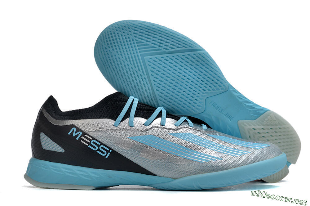 Men's Adidas X Crazyfast.1 IC Football Shoes - Silver/Blue/Black 2