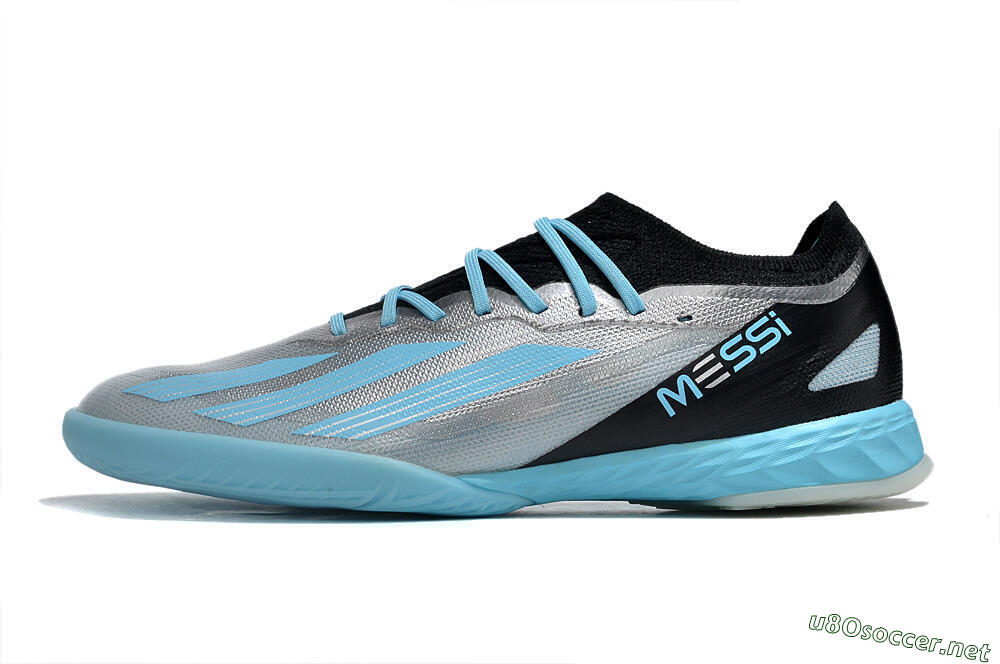 Men's Adidas X Crazyfast.1 IC Football Shoes - Silver/Blue/Black 0