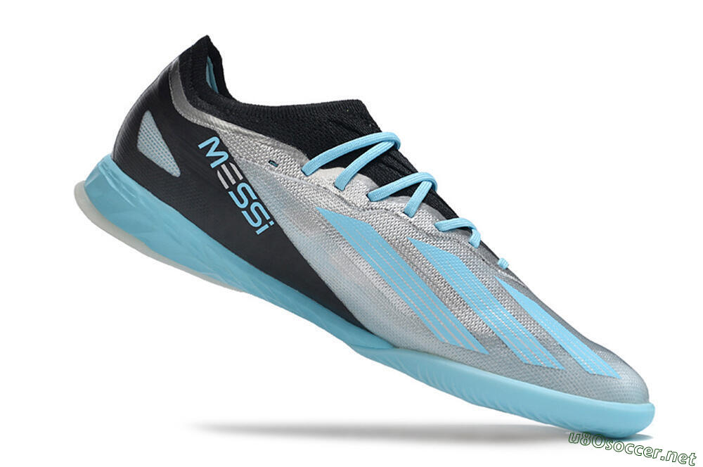 Men's Adidas X Crazyfast.1 IC Football Shoes - Silver/Blue/Black 4