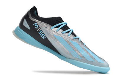 Men's Adidas X Crazyfast.1 IC Football Shoes - Silver/Blue/Black