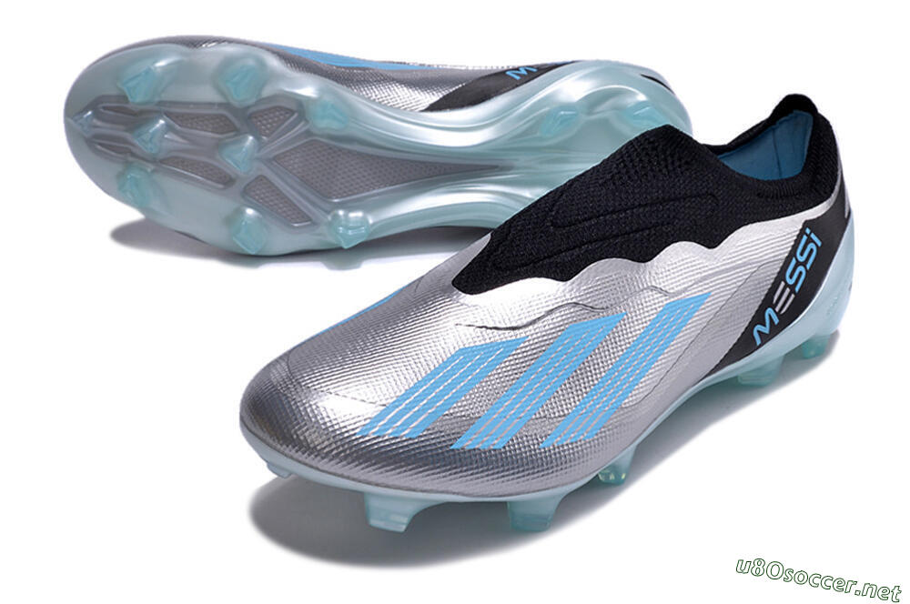 Men's Adidas X Crazyfast+ FG Football Boots - Silver/Blue/Black 3