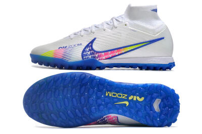 Men's Nike Air Zoom Mercurial Superfly 9 Elite TF Football Shoes - White/Blue/Pink