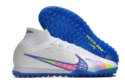 Men's Nike Air Zoom Mercurial Superfly 9 Elite TF Football Shoes - White/Blue/Pink