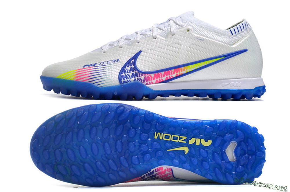 Men's Nike Air Zoom Mercurial Vapor 15 Elite TF Football Shoes - White/Blue/Pink 1