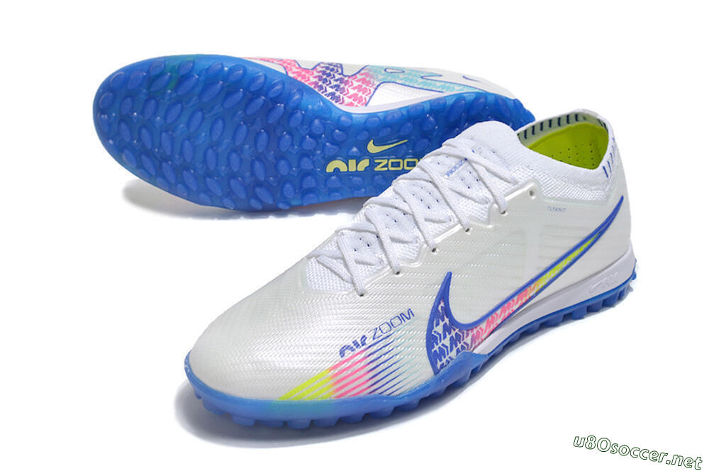 Men's Nike Air Zoom Mercurial Vapor 15 Elite TF Football Shoes - White/Blue/Pink 3