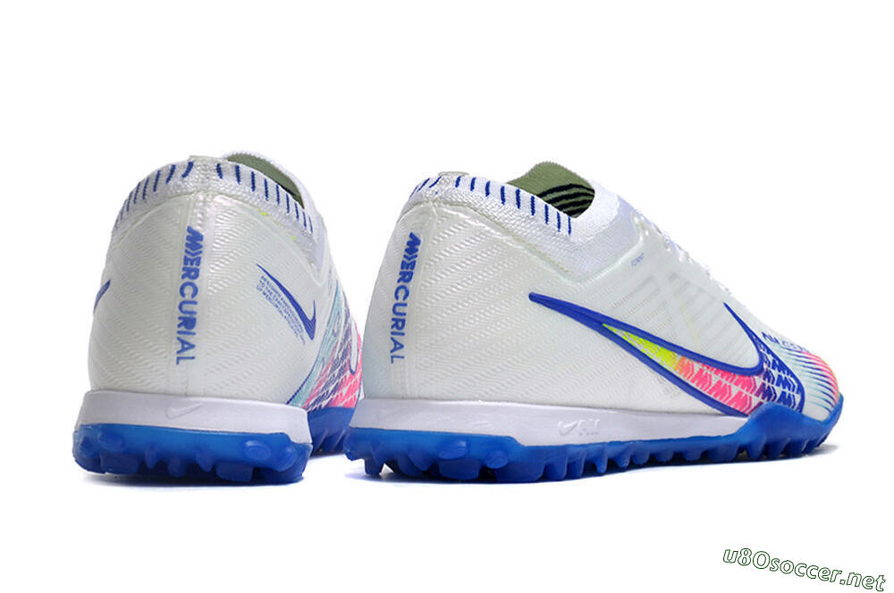 Men's Nike Air Zoom Mercurial Vapor 15 Elite TF Football Shoes - White/Blue/Pink 6