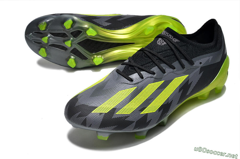 Men's Adidas x Crazyfast.1 FG Football Boots - Black/Green 3