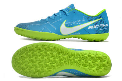 Men's NIke Mercuricalx Victory 6 TF Football Shoes - Blue/Silver/Green