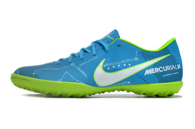 Men's NIke Mercuricalx Victory 6 TF Football Shoes - Blue/Silver/Green