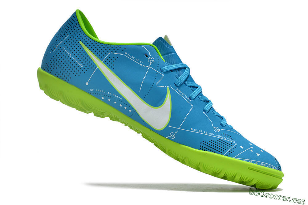 Men's NIke Mercuricalx Victory 6 TF Football Shoes - Blue/Silver/Green 4