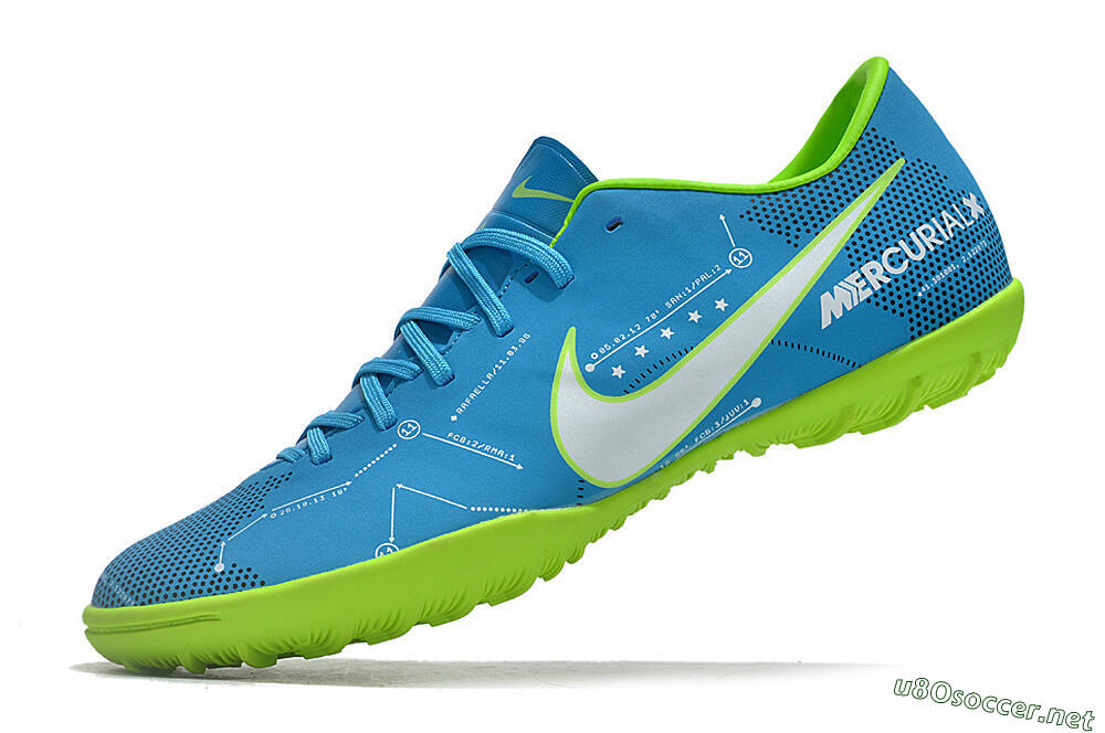 Men's NIke Mercuricalx Victory 6 TF Football Shoes - Blue/Silver/Green 5