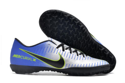 Men's NIke Mercuricalx Victory 6 TF Football Shoes - Silver/Blue/Green/Black