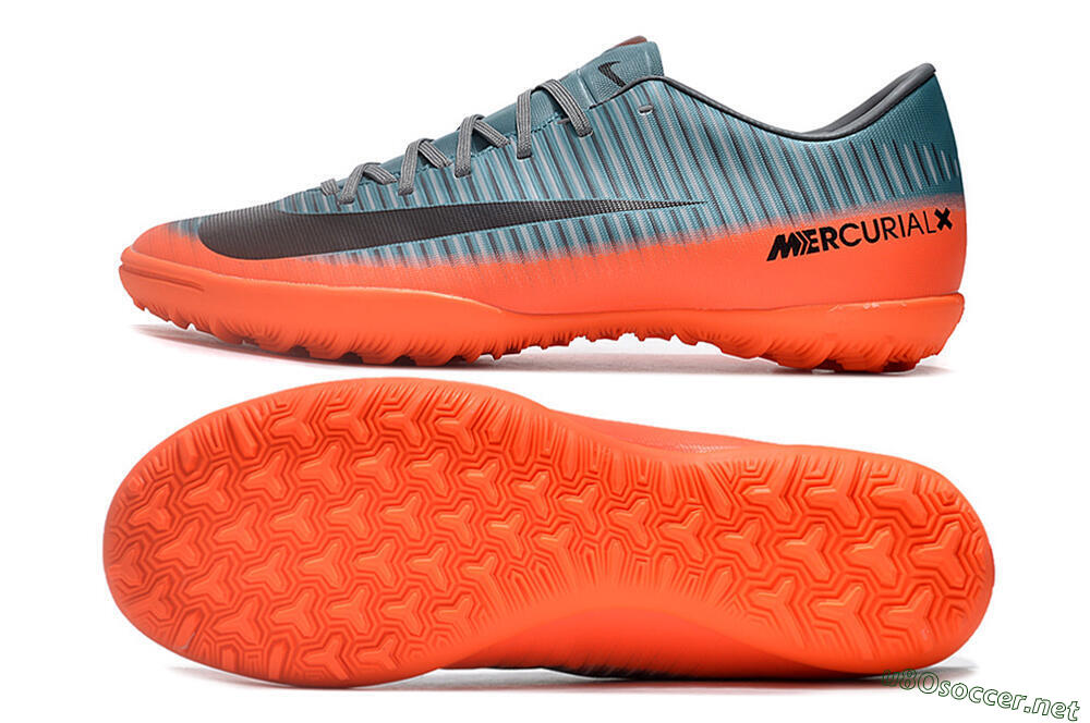 Men's NIke Mercuricalx Victory 6 TF Football Shoes - Blue/Black/Orange 1