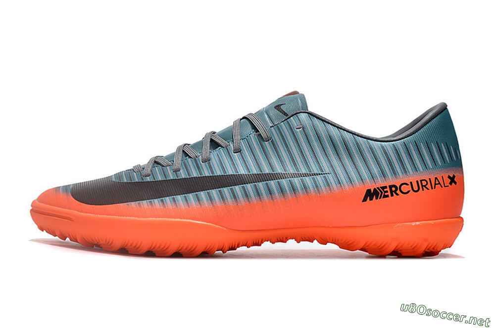 Men's NIke Mercuricalx Victory 6 TF Football Shoes - Blue/Black/Orange 0