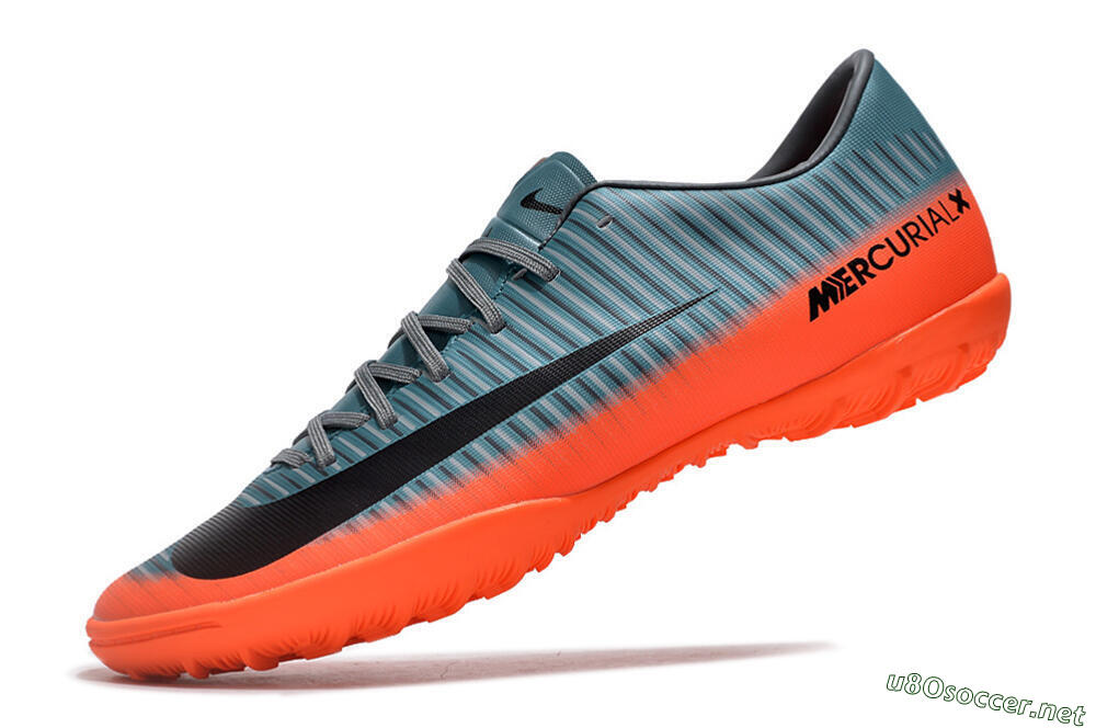 Men's NIke Mercuricalx Victory 6 TF Football Shoes - Blue/Black/Orange 5