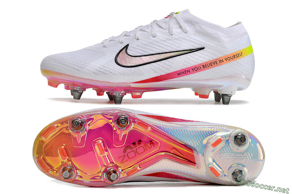 Men's Nike Air Zoom Mercurial Vapor 15 Elite SG Football Boots - White/Pink/Yellow/Black 1