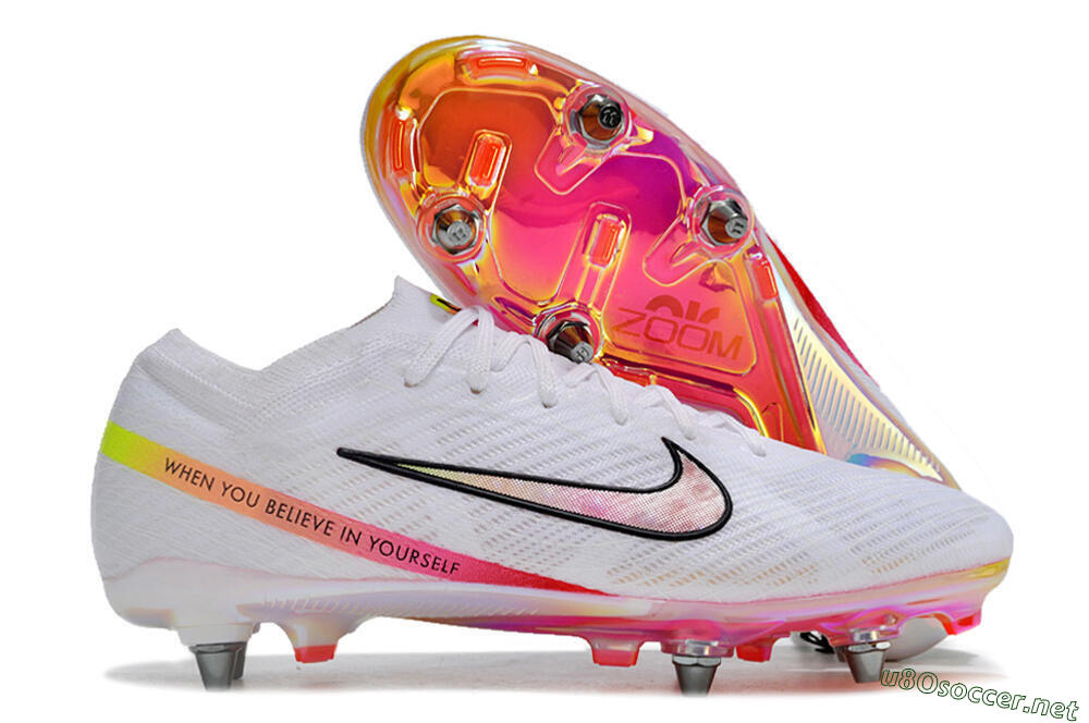 Men's Nike Air Zoom Mercurial Vapor 15 Elite SG Football Boots - White/Pink/Yellow/Black 2