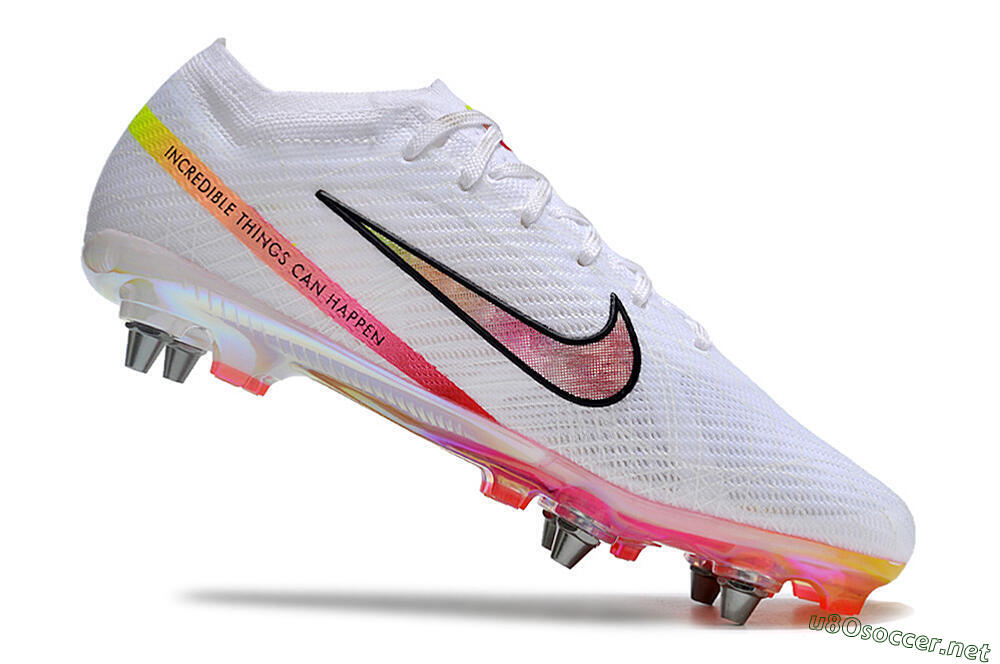 Men's Nike Air Zoom Mercurial Vapor 15 Elite SG Football Boots - White/Pink/Yellow/Black 4