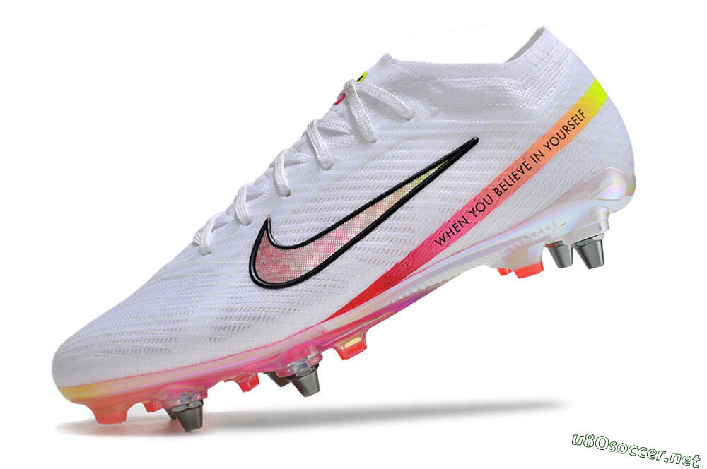 Men's Nike Air Zoom Mercurial Vapor 15 Elite SG Football Boots - White/Pink/Yellow/Black 5