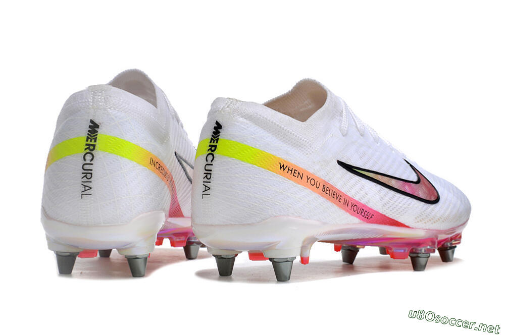 Men's Nike Air Zoom Mercurial Vapor 15 Elite SG Football Boots - White/Pink/Yellow/Black 6