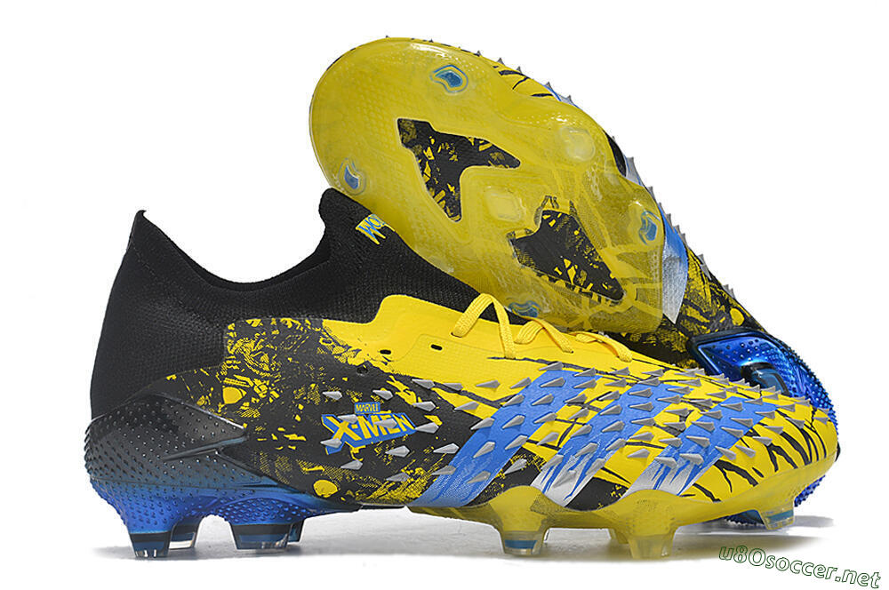 Men's Adidas Predator Freak.1 Low FG Football Boots - Yellow/Black/Blue 2
