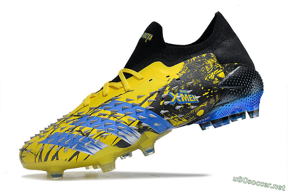 Men's Adidas Predator Freak.1 Low FG Football Boots - Yellow/Black/Blue 5