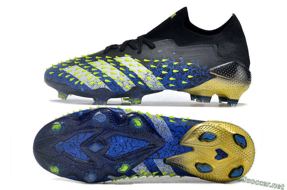 Men's Adidas Predator Freak.1 Low FG Football Boots - Black/Blue/Green 1