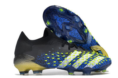 Men's Adidas Predator Freak.1 Low FG Football Boots - Black/Blue/Green