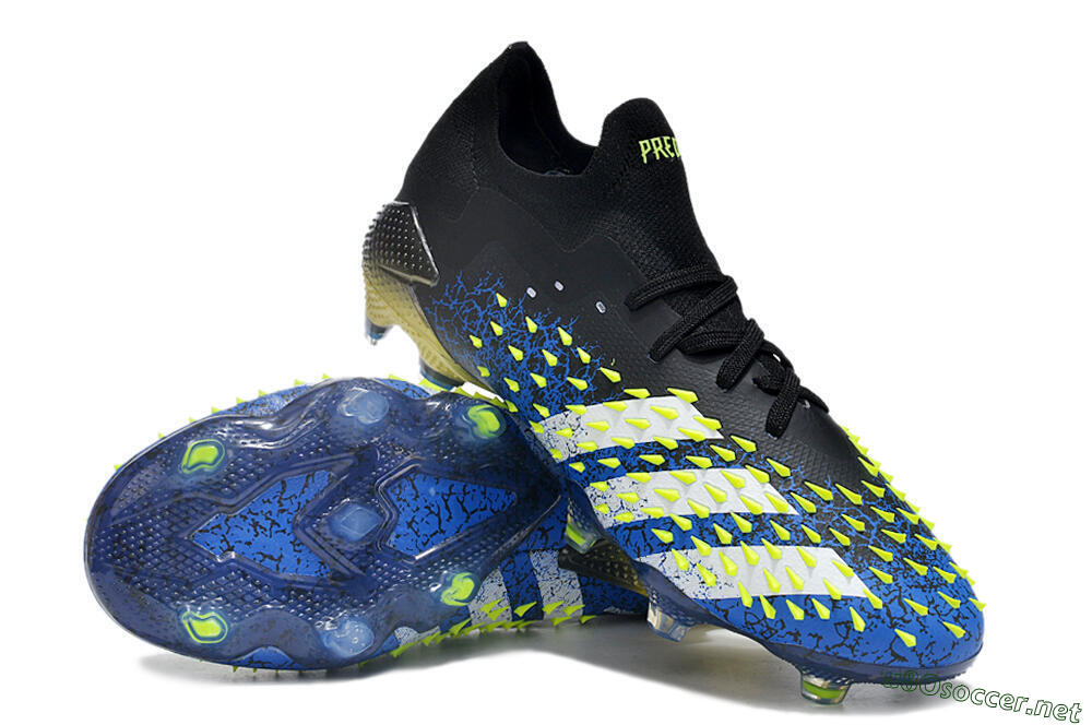 Men's Adidas Predator Freak.1 Low FG Football Boots - Black/Blue/Green 3
